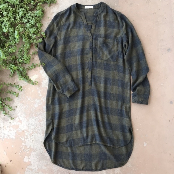 Bella Dahl Dresses & Skirts - Bella Dahl Green Plaid Shirt Dress